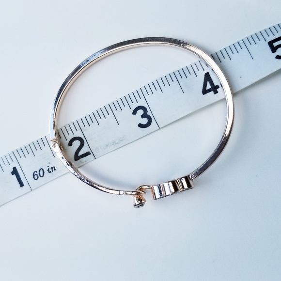 Four Leaf Clover Rose Gold Open Hinge Bangle - Picture 8 of 8